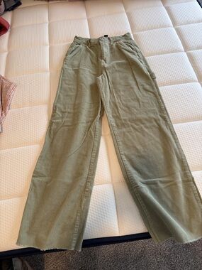 Forever 21 Olive Corduroy Wide-Leg Pants